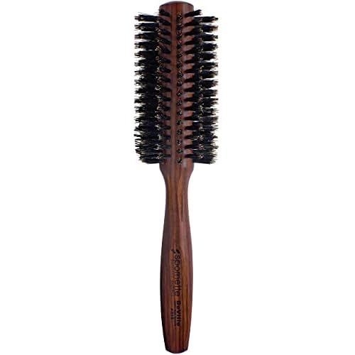 Spornette Deville 2 Inch Round Boar Bristle Bundle with Carry On Wooden Handle Oval Cushion