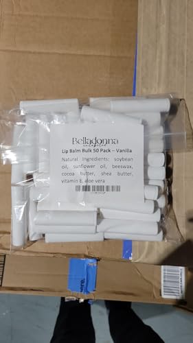 Vanilla Lip Balm Bulk Pack of 50 Unlabeled Tubes - Natural Ingredients, Made in USA