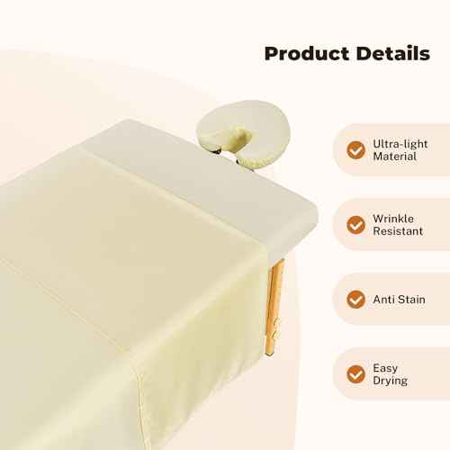 4 Sets Premium Microfiber Massage Table Sheets Set, 3 Piece Set Soft Massage Table Cover, Ultra-Light Massage Sheets Sets Include Flat Sheet, Fitted Sheet, and Fitted Face Rest Cover, Beige