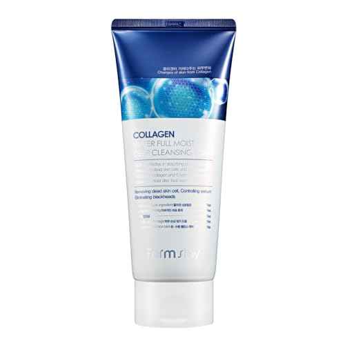FARMSTAY Collagen Water Full Moist Deep Cleansing Foam - Foaming Facial Cleanser - Clears Dirt and Dead Skin - Deeply Moisturizing Face Wash - 6.08 oz
