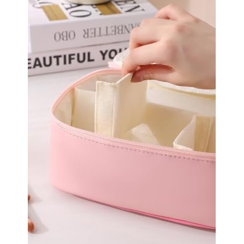 Kuromi & Hearts PU Cosmetic Bag Makeup Pouch Travel Portable Vanity Case Organizer with Handle - White