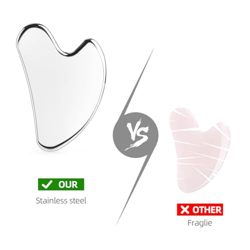 BTYMS Gua Sha Facial Tools, Heart Shaped Guasha Tool Stainless Steel Face Sculpting Tool (Pack of 2)
