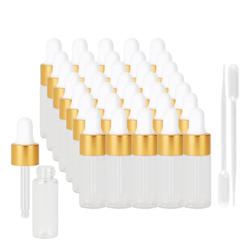 36-Piece 5ml Glass Dropper Bottles with Gold Caps