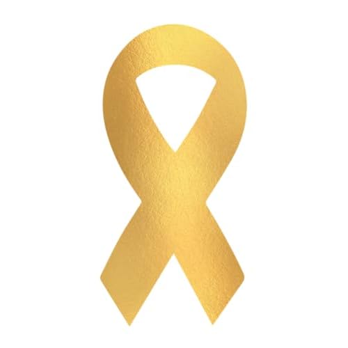Metallic Gold Ribbon Temporary Tattoos/Childhood Cancer Awareness/Pack for Fundraising Events/Made in USA (Gold Ribbon 48pk)