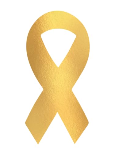 Gold Ribbon Temporary Tattoos - 48 Pack Metallic