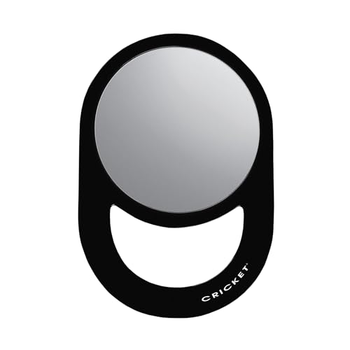 Cricket Oval Styling Hand Mirror - Lightweight Handheld Mirror with Ergonomic Handle, Clear Reflection for Haircuts and Styling, Barber Salon and Hair Stylist Tool, 6.75" x 6.75" - Black