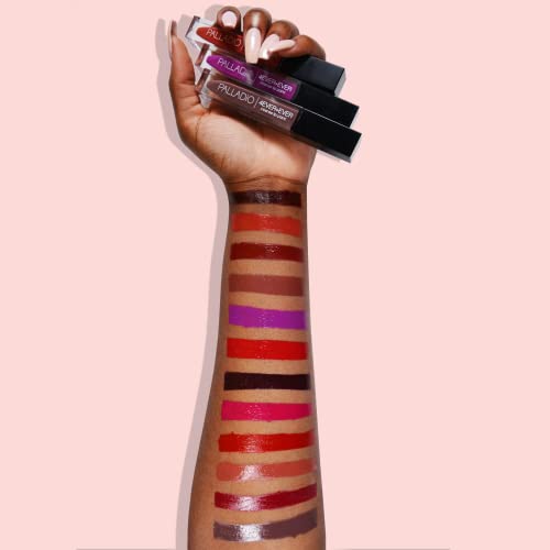 Palladio 4 Ever + Ever Intense Lip Paint, Liquid Lipstick, High Pigmented Lip Gloss, High Shine Vinyl Finish, Rich Color Coverage, Moisturizes Lips, Doe Foot Wand Applicator,Myth