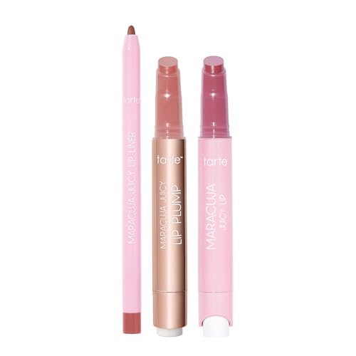 tarte maracuja juicy must-have mauves lip trio ? Hydrating Balm, Plumping Gloss & Lip Liner Set for Smooth, Moisturized Lips with Nourishing Color & Shine, Vegan & Cruelty-Free, full size
