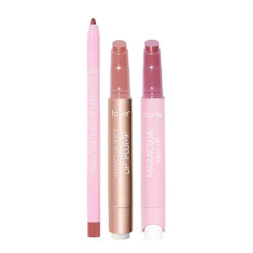 tarte maracuja juicy must-have mauves lip trio ? Hydrating Lip Balm, Plumping Gloss & Lip Liner Set for Smooth, Moisturized Lips with Nourishing Color & Shine, Vegan & Cruelty Free