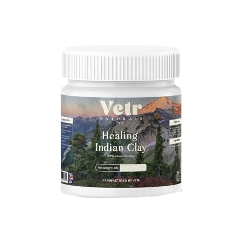 vetr Naturals Healing Indian Clay - Organic Natural Bentonite Clay 1 lb - Deep Pore Cleansing Facial, Hair & Body Mask - 100% Pure Calcium Bentonite for Detox & Skin Care