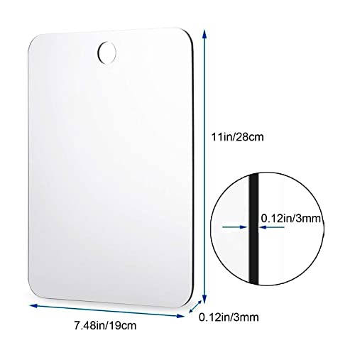 Shatterproof Acrylic Shower Mirror 11" x 7.48" with Adhesive Hooks
