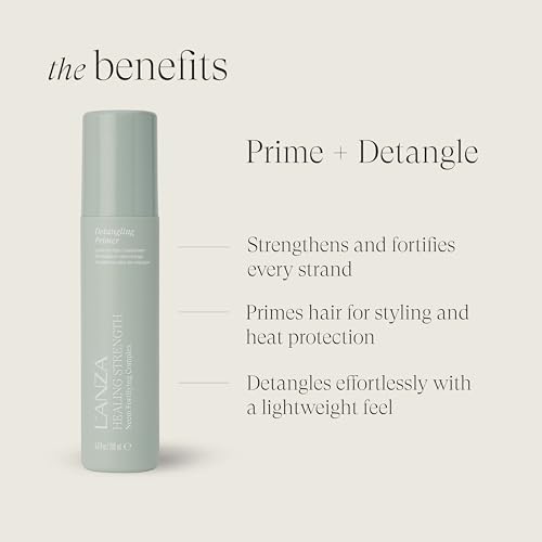 L'ANZA Healing Strength Detangling Primer, Leave-In Detangler, Prevents Breakage, UV & Heat Protection, Strengthens & Repairs Damaged Hair, Smooths, Anti-Frizz, Color Safe, Sulfate Free