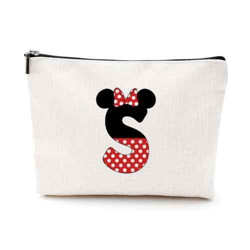 Cute Cartoon Mouse Gifts Initial A-Z Personalized Makeup Bag Monogrammed Cosmetic Bags Magic Mouse Stuff Funny Mouse Themed Gifts Mouse Lover Gifts Wizard Gifts Birthday Gifts for Women Girls (S)