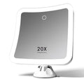 Fancii 20x Magnifying Makeup Mirror with LED Lights, Rechargeable, High Zoom | 7-inch Large Lighted Travel Mirror for Vanity and Bathroom, Dimmable, 3 Light Settings, Strong Suction, 360¡Æ Rotation