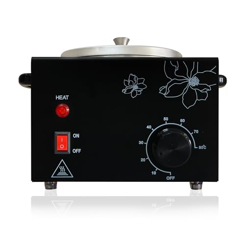 Professional Wax Warmer with Adjustable Temperature for Hair Removal - Electric Melted Wax Beads Heater for Women (Black Single Pot)
