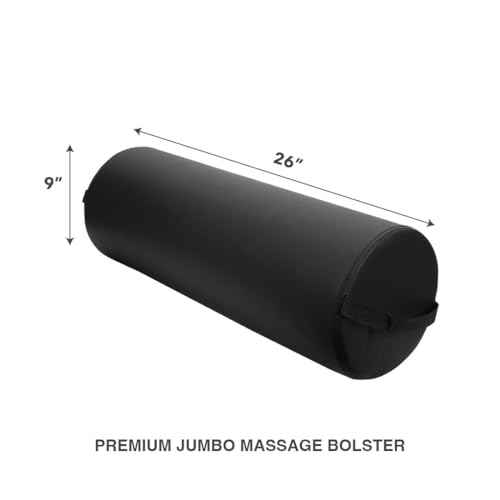 ForPro Professional Collection Jumbo Full Round Bolster Pillow, Black, Oil and Stain-Resistant, for Massage and Yoga, 9¡± R x 26¡± L