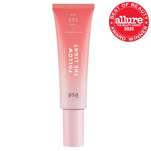 PSA - FOLLOW THE LIGHT Multi Acids & Vitamin C Peel | Glycolic + Lactic Acid, Vitamin C, Pomegranate Enzymes | Suitable for All Skin Types (50 mL | 1.7 oz)