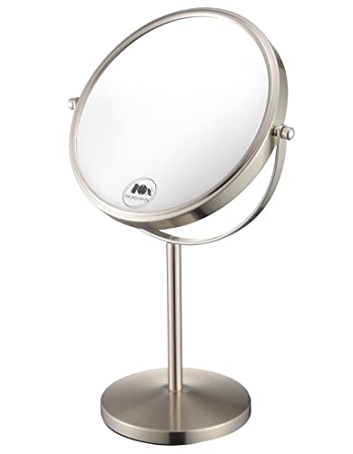 ALHAKIN 8-Inch Double-Sided Magnifying Makeup Mirror 10X/1X Standable Tabletop