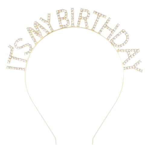 Gold Crown for Girls, Cute It's My Birthday Headband Tiara for Women, Happy Birthday Decorations Gifts