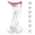 7 Color LED Neck Face Massager Red Light Care Beauty Device, Vibration & Heat Facial Sculptor Massager Tool for Anti-Wrinkle Skin Care, Ideal for Home Travel Gifts, White