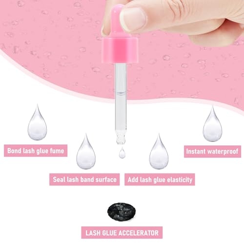 PRO Lash Bonder for Eyelash Extensions - Super Bonder Glue Accelerator, 15ml, Waterproof & Oil-proof, Includes 10 Cotton Swabs & Dropper for Dose Control
