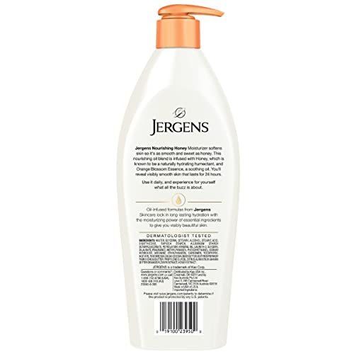 Jergens Nourishing Honey Dry Skin Moisturizer, with Illuminating Hydralucence Blend, Skin Nourishing Formula, Dermatologist Tested,16.8 Fl Oz (Pack of 4) (Packaging May Vary)