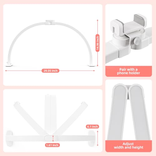 29" Large Half Moon Light for Nail Desk, Foldable Arch Nail Lamp with Phone Holder, 3 Color Modes,10 Brightness, Perfect for Manicure Handicraft Lighting, White