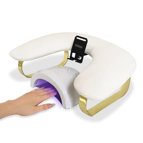 NAXYOO White Rotating Phone Holder Nail Arm Rest for Manicure & Nail Techs