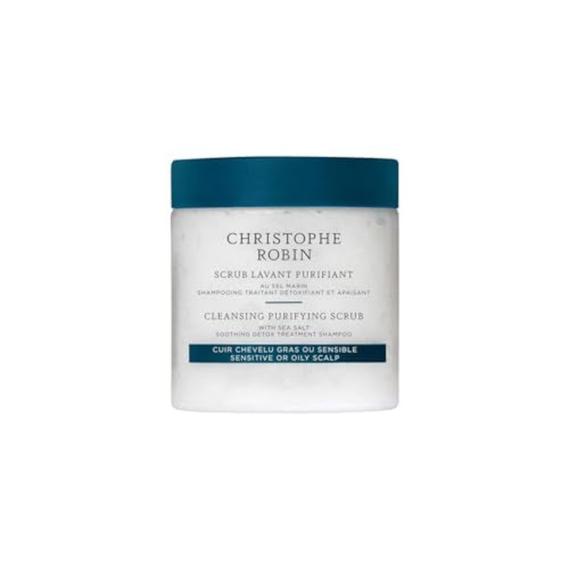 Christophe Robin Purifying Scalp Scrub with Sea Salt - Detox Treatment for Oily Roots