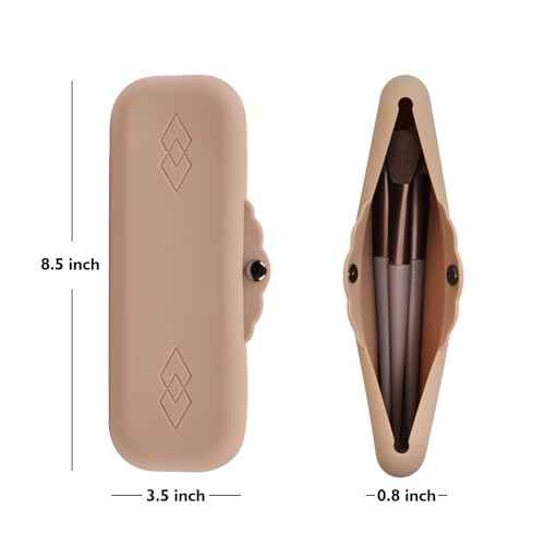Silicone Makeup Brush Holder Bags: Cosmetic Case with Magnetic-Metal-Buttons for Travel, Makeup Pouch Case for Makeup Tools Storage