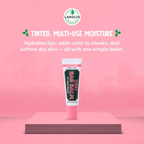 Vermont's Original Bag Balm Moisturizing Lip Balm with Vitamin E | Pack of 4 0.3oz Tubes (4 Pack, Hint of Pink)