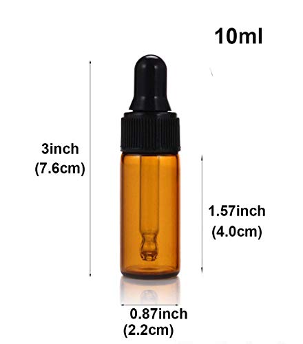 10ml Amber Glass Bottles with Dropper (10 Pack)