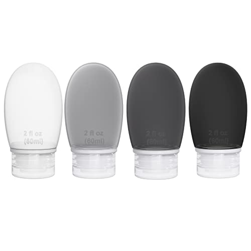 TSA Approved Silicone Travel Bottles 2oz 4-Pack Leak Proof