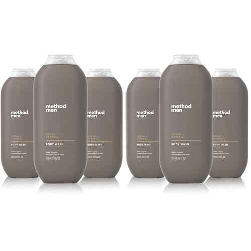 Method Men Body Wash,Cedar + Cypress,Paraben and Phthalate Free,18 FL Oz,(Pack of 6)