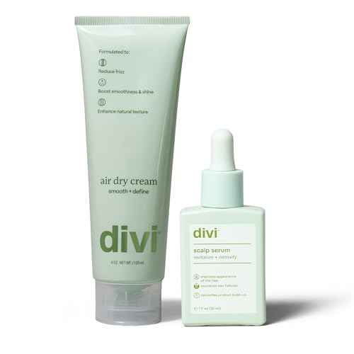 Divi Heat Free Duo ? Includes 30ml Scalp Serum & Air Dry Cream ? Strengthens Roots, Smooths Frizz & Enhances Natural Texture for Healthy, Shiny Hair, 2 Piece Set