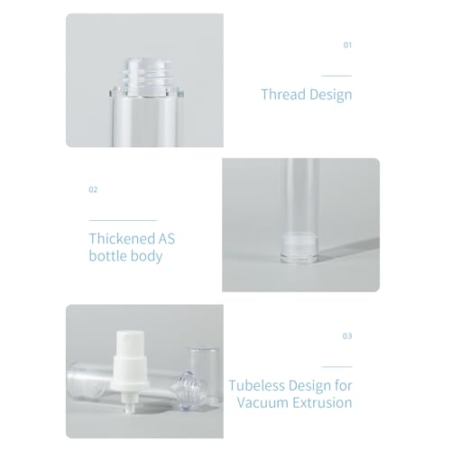 6 Pack 5ml Airless Pump Bottles Travel Size Refillable