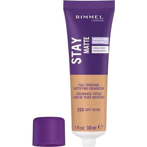 Rimmel London Stay Matte Liquid Mousse - 200 Soft Beige - Foundation, Lightweight, Shine Control, Oil-Free, 1oz