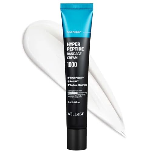 WELLAGE Hyper Peptide Bandage Cream - High-Peptide with Hypoallergenic Salmon DNA PDRN Panthenol Ceramide, Advanced Anti-Aging Korean Face Cream, Pore Elasticity, Plumping, Evens Texture, 1.69 oz
