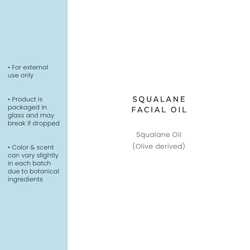 Indie Lee 100% Squalane Oil - Daily Face Oil & Hydrating Moisturizer for Dry Skin, Fine Lines and Wrinkles - Even Skin Tone, Brighten & Improve Texture (30ml)
