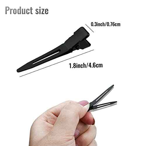 Tenalleys 50 Pcs 1.77Inch Black Metal Duck Bill Hair Clips for Women, Hair Coloring, Bows DIY, Hair Extensions, Salon