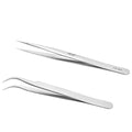 EMEDA Eyelash Extension Tweezers 2 Pieces VETUS Straight and J Curved Tweezers for Eyelash Extensions Precision Lashing Tweezers Professional Tools for Isolation Classic Volume Lash Extensions