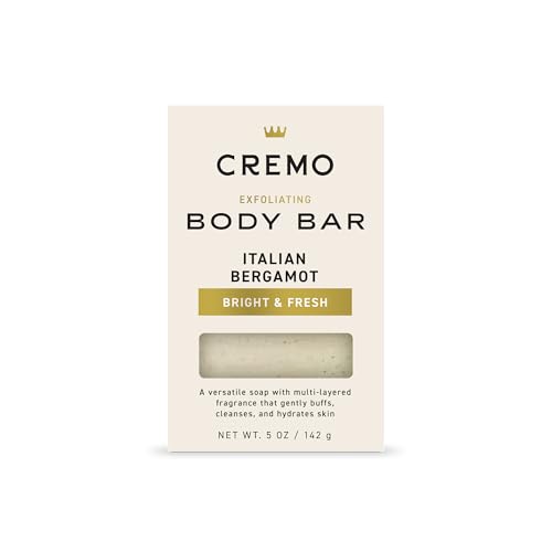 Cremo Italian Bergamot Exfoliating Body Bar for Men, 5oz