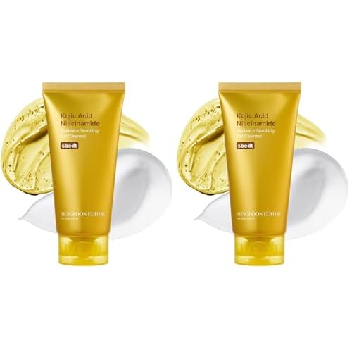 SUNGBOON EDITOR Kojic Turmeric Capsule Brightening Cleanser for Uneven Spots, Acne-prone Skin & Blackhead | Low pH Gentle Gel Face Wash | Kojic Acid & Niacinamide | Korean Skincare (Pack of 2)
