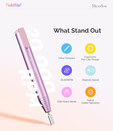 Portable Nail Drill for Beginners - 20,000 RPM, Lightweight & Adjustable Speed