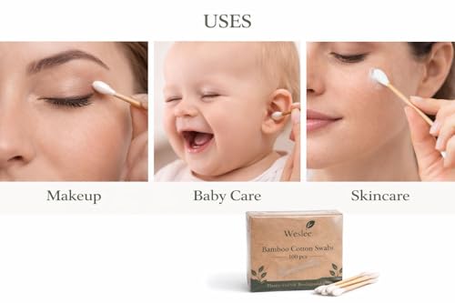 Bamboo Cotton Swabs 300 Count – Biodegradable Wooden Ear Swabs
