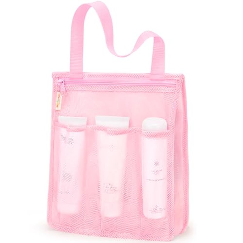 Mesh Shower Caddy Portable - Pink Gym Bag for Travel
