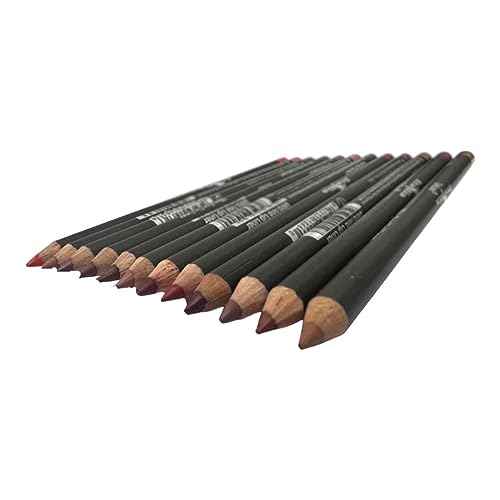 Italia Deluxe Lip Liner Ultra Fine Long-Lasting Pack of 12 and Max Makeup Cherimoya Ultra Fresh Clean Clear Lipgloss Set Variety Bundle (Colors may vary)