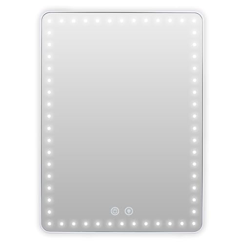 Floxite LED Lighted Tablet Mirror with 15X Magnification, Ultra Bright Lighting, USB-C Charging, Tabletop Stand