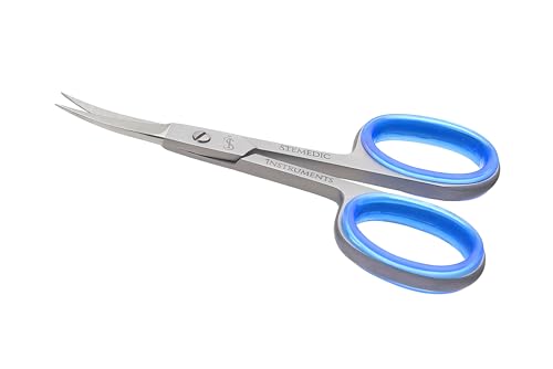 Stemedic Precision Curved Cuticle Scissors for Nails & Grooming with Case
