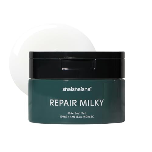 shaishaishai REPAIR MILKY Skin Peel Toner Pads, Gentle Exfoliating with PHA 2%, Rice Extract, Vegan Formula, Prequel Skincare, Korean Skincare, 60 pads